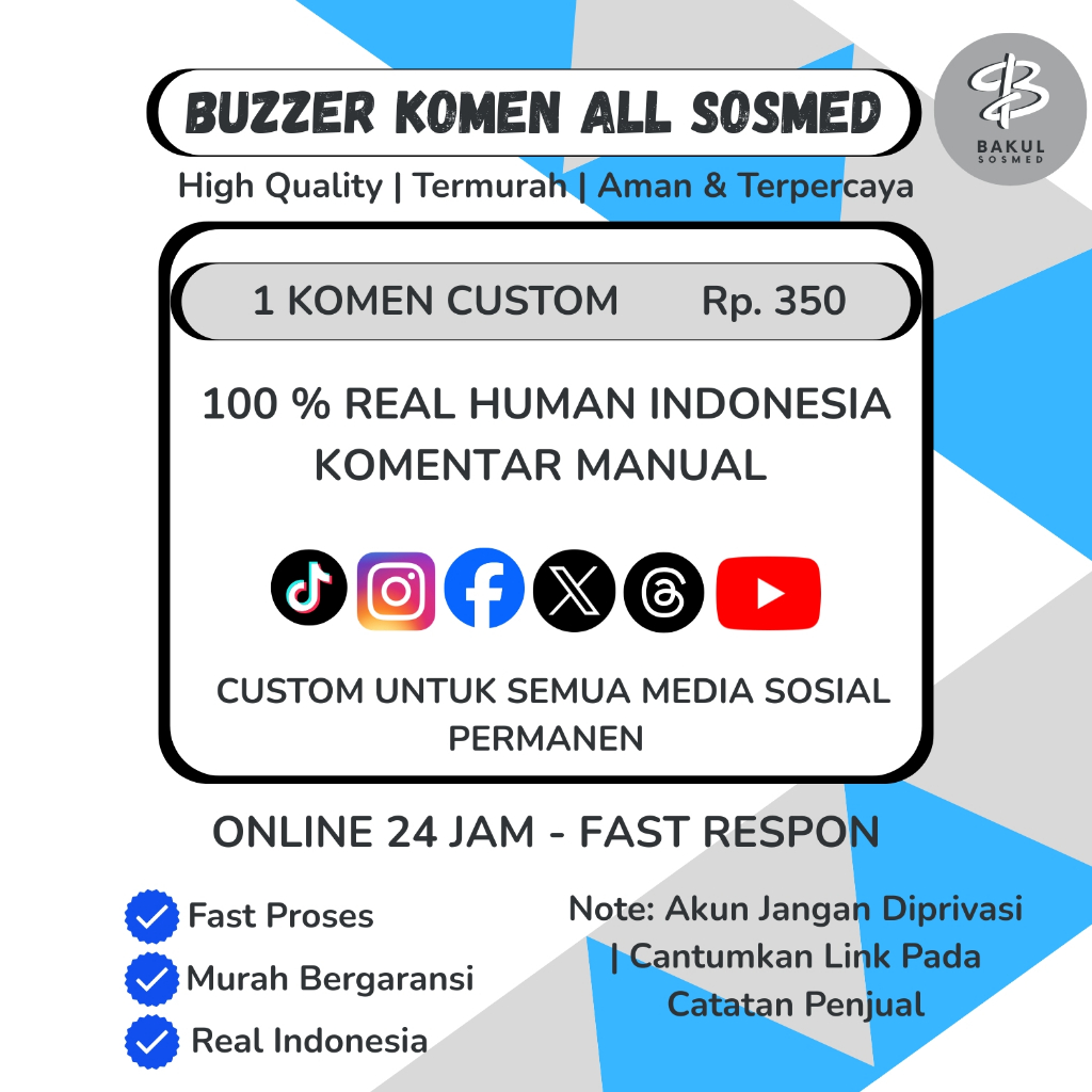 Jasa Komentar Custom ALL SOSMED Tiktok Instagram Facebook Real Human Aktif Indonesia | Bergaransi - 