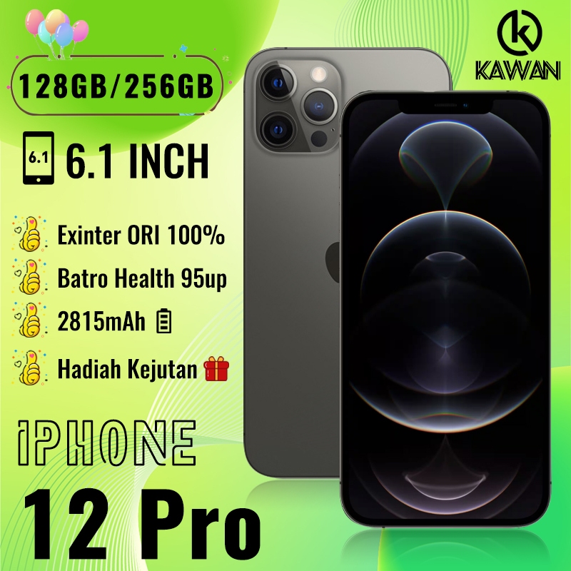 IPHONE 12 Pro 128GB 256GB SECOND ASLI ORI 100% 6.1"LCD FULLSET APPLE A14 BIONIC UNLOCKED JARINGAN AM