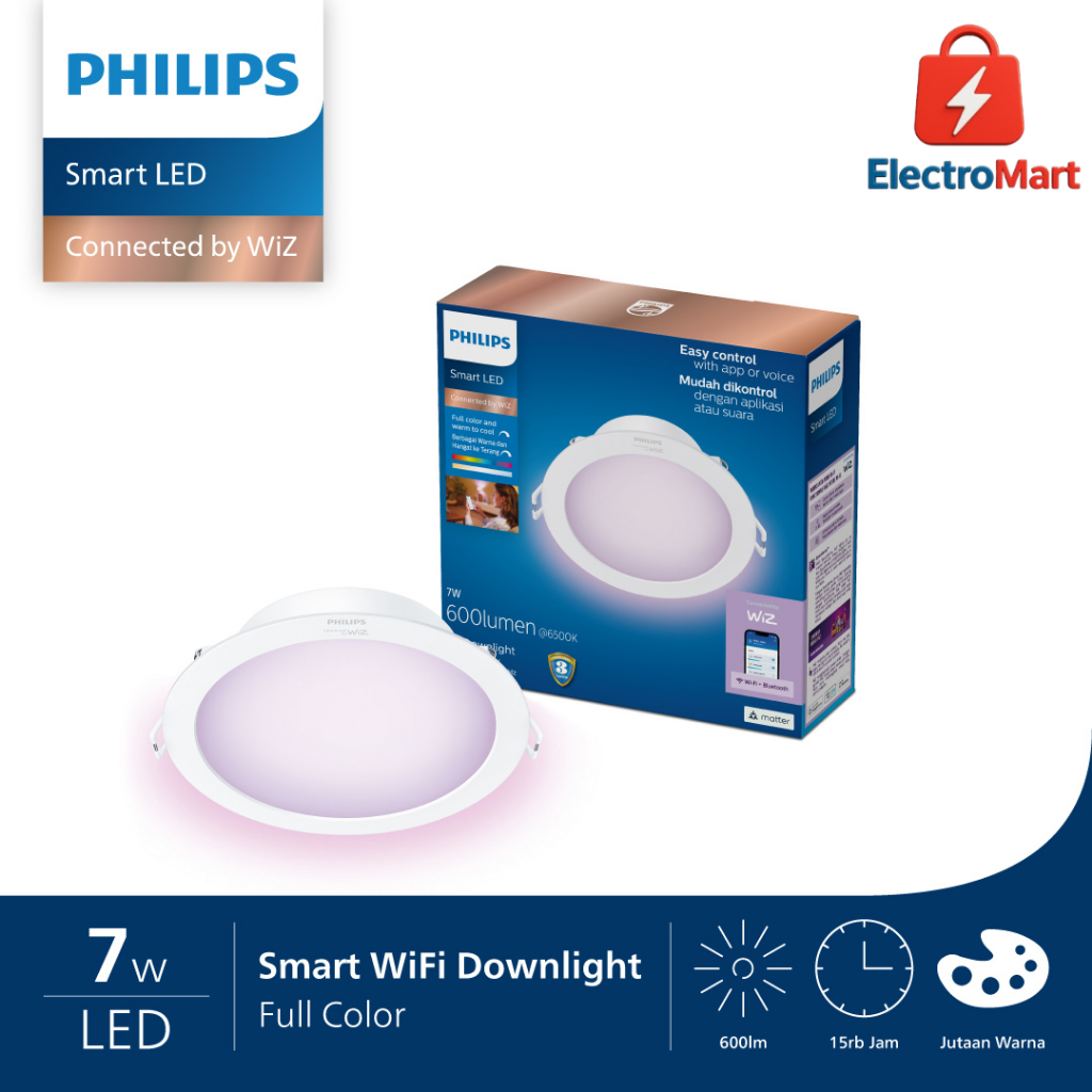 Philips Lampu Downlight Smart LED RGB Color 7Watt