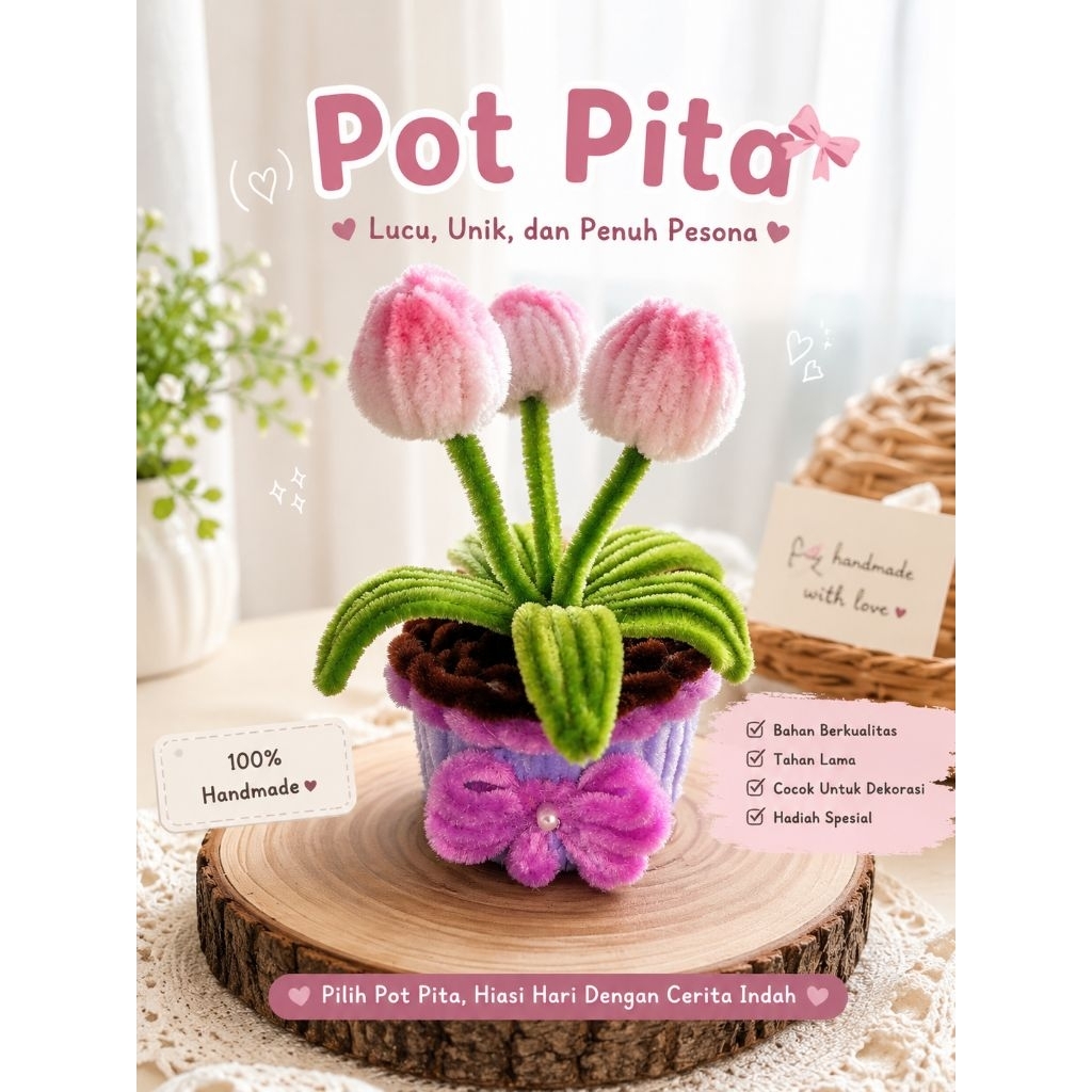Pot Pita lucu, unik dan penuh pesona (custom warna pot pita)
