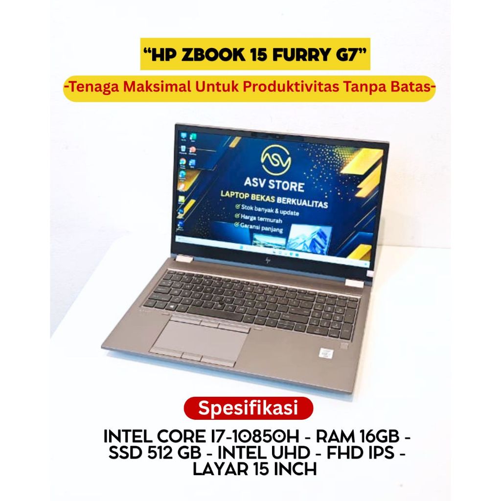 HP ZBOOK 15 FURRY G7 CORE I7 10850H RAM 16GB SSD 512GB 15 INCH LAPTOP WORKSTATION EDITING RENDERING 