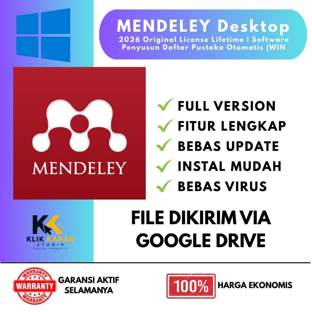 Mendeley Desktop 2026 Original License Lifetime | Software Penyusun Daftar Pustaka Otomatis (WIN)