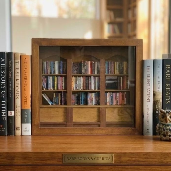 HandMade Anxiety Bookshelf miniature [ BROWN ] / Lemari Mini / mini books