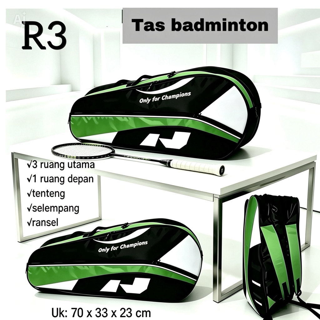 Tas raket badminton 3R  free tas raket single