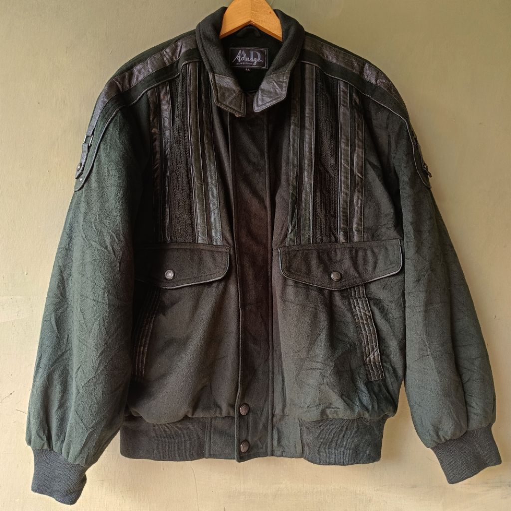 JAKET HARRINGTON FLIGHT JACKET ADANGE SENSITIVE GREEN JAKET CASUAL WOOL JAKET WOLL