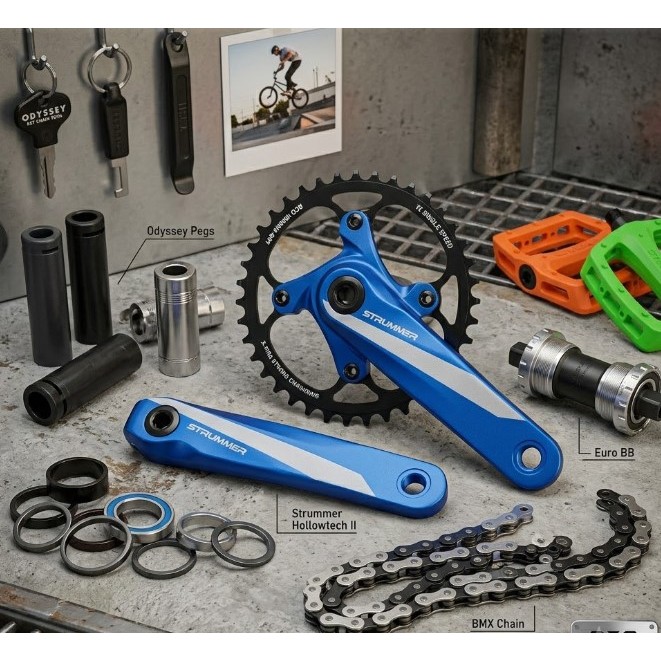 Crankset Strummer HT 1 BB Kotak singel Alloy CW7 44T/ chainwheel strummer 44T Bmx, Fixie, mtb