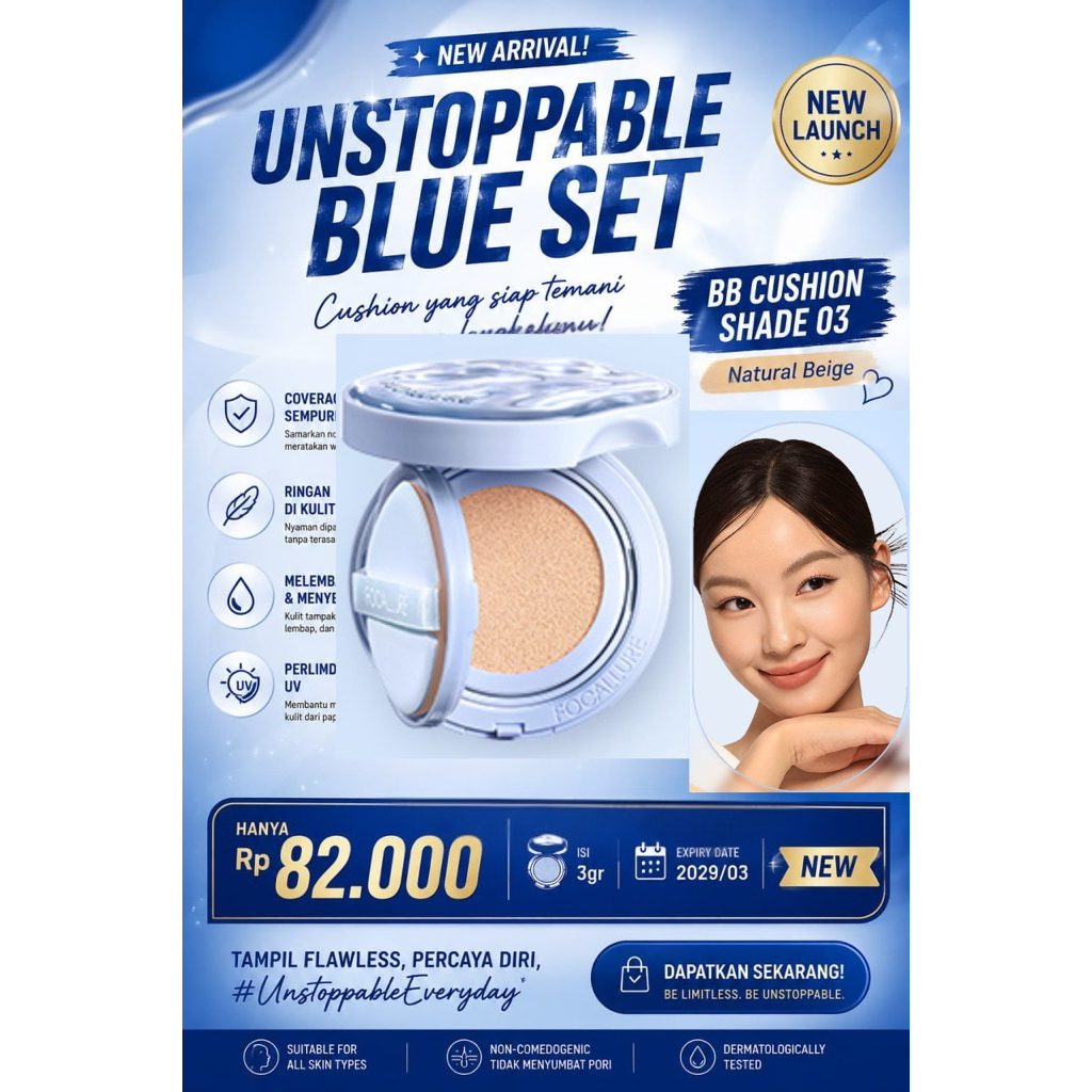 Focallure Unstoppable Blue Set BB Cushion Shade 03