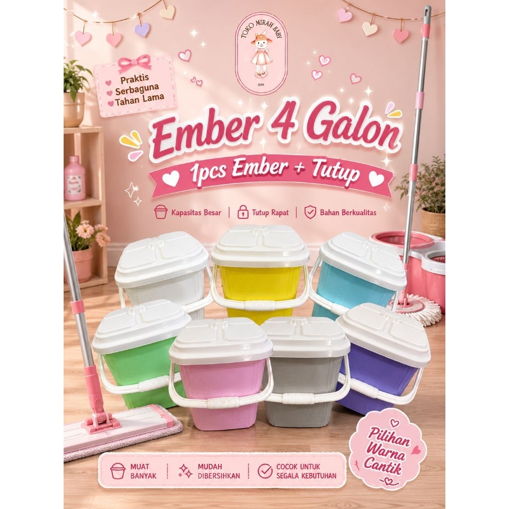 EMBER TUTUP 4 GALON KOTAK - EMBER SEDANG MULTIFUNGSI - EMBER CANDY MB OFFICIAL