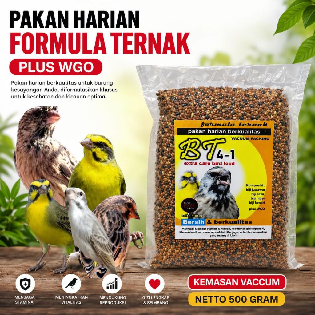 pakan burung blackthrut, sanger, mozambix formula pakan ternak BT 4-1 excor 500gr