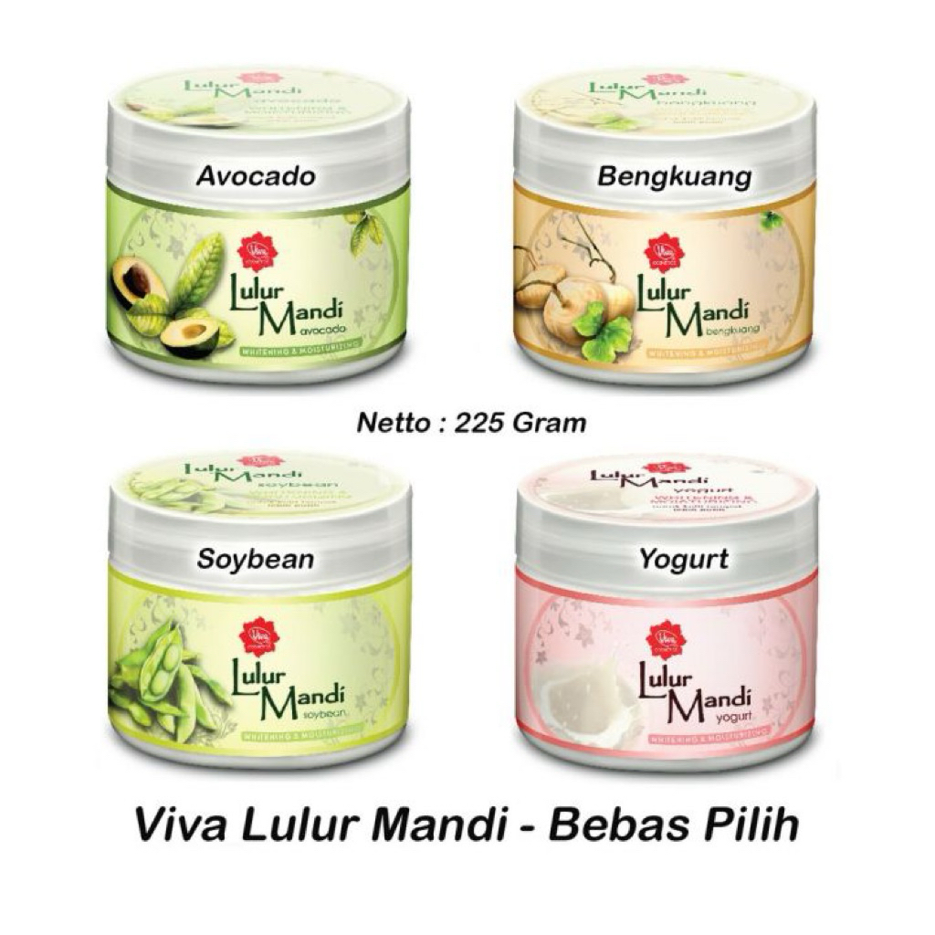 Viva Lulur Mandi Body Scrub 225gr - Scrub Halus, Melembapkan, Mencerahkan Kulit