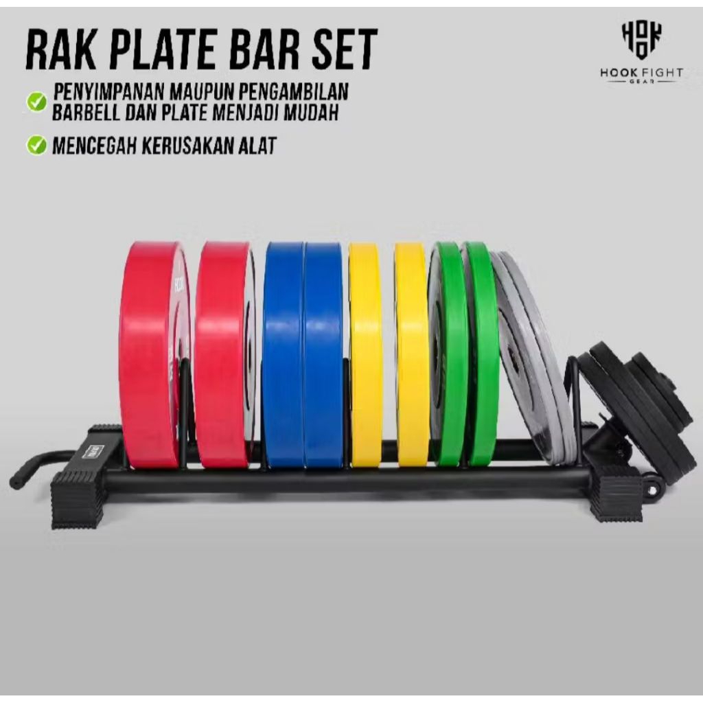 Rak Plate Bar Set Hook Rak Besi Alat Fitness Gym Piringan Barbel Rak Besi Plate Barbell Home Gym