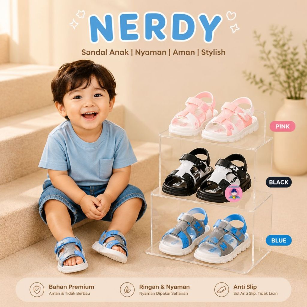 PROMO 6.6 WEREIKA - NERDY Sandal Gunung Anak Laki Laki Perempuan SNEAKERS PREMIUM