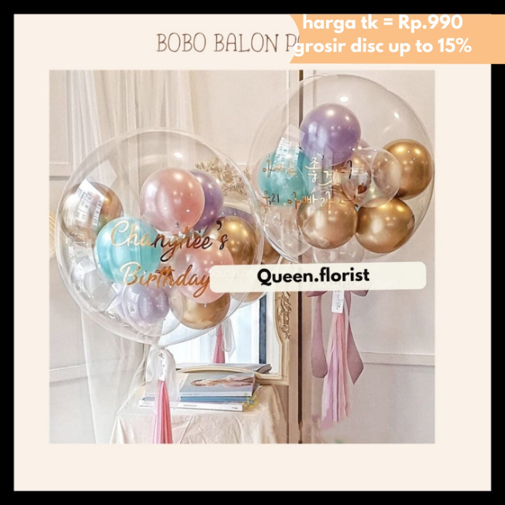 BOBO BALON PVC 5/10/12/18/20/22/24/36 INCH (BALON SAJA) POLOS TRANSPARAN BALON LED BALON LAMPU TUMBL