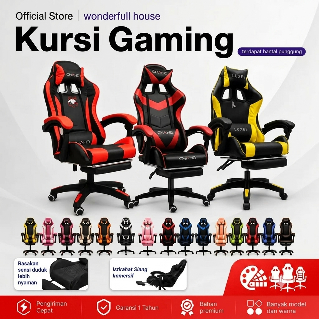 Kursi Gaming Chaho Bangku Gaming Komputer Gamers Kualitas Premium Kursi Gamers Kursi Live