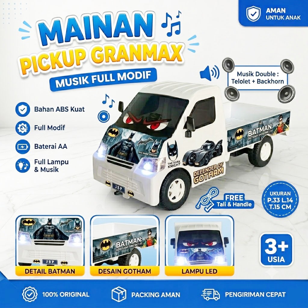 MAINAN PICKUP GRANDMAX WHITE EDITION/ MINIATUR MOBIL GRANDMAX FREE TAL FULL MODIF