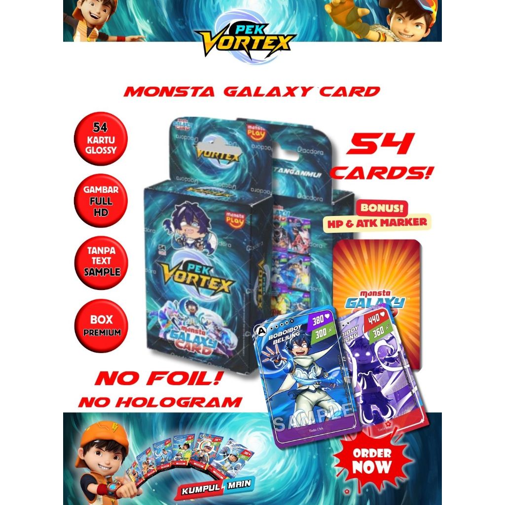 Kartu BoBoiBoy Pek VORTEX isi 54 card (NO FOIL/NO HOLOGRAM)