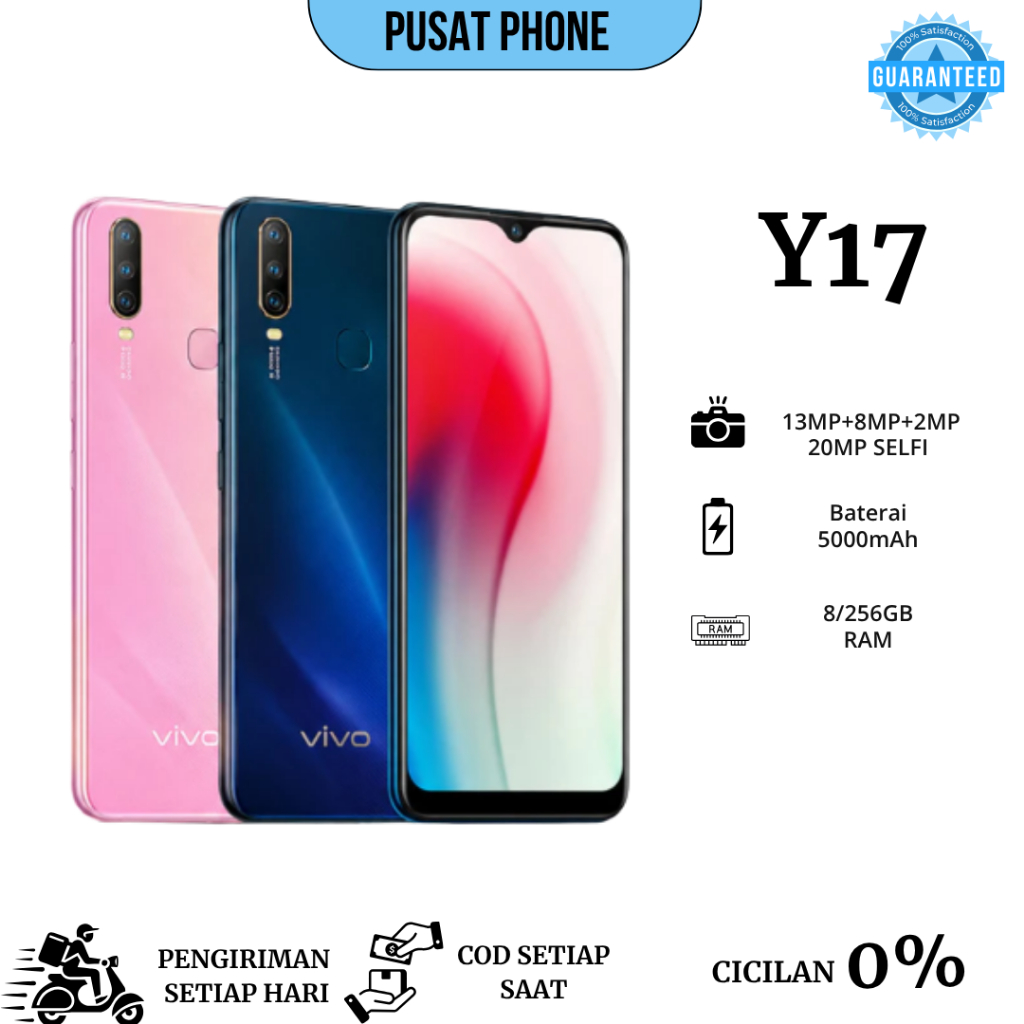 HP SMARTPHONE Y17 RAM 8/256GB 4G LTE FULLSET BATERAI 5000mAh - BERGARANSI BISA COD
