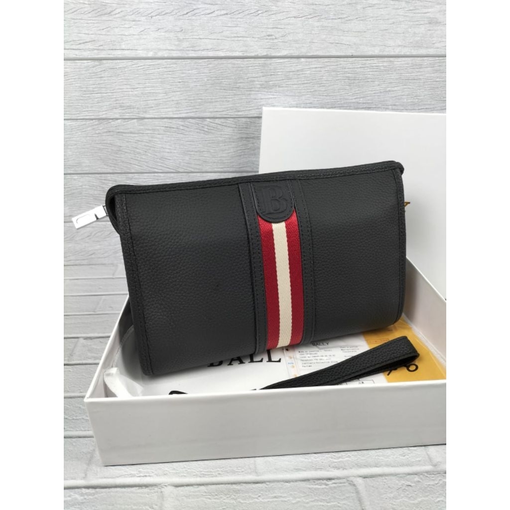 Handbag clutch pria bally kulit asli tas tangan