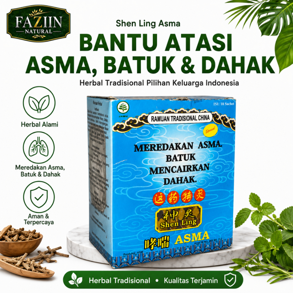 Shenling Asma Serbuk Herbal 10 Sachet - Bantu Redakan Sesak Nafas & Batuk