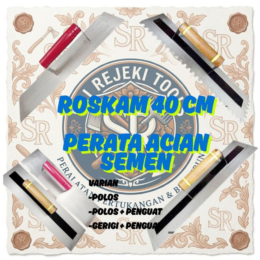 ROSKAM RASKAM 40cm BESI BAJA POLOS / GERIGI PERATA ACIAN / PLASTERING TROWEL