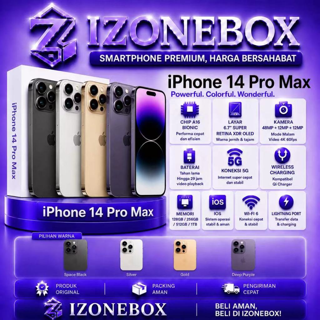 IP 14 Pro Max Second inter 128GB/256GB Original Bergaransi