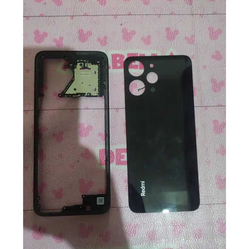 Redmi 12 Bezel Backdoor original copotan hape Hitam