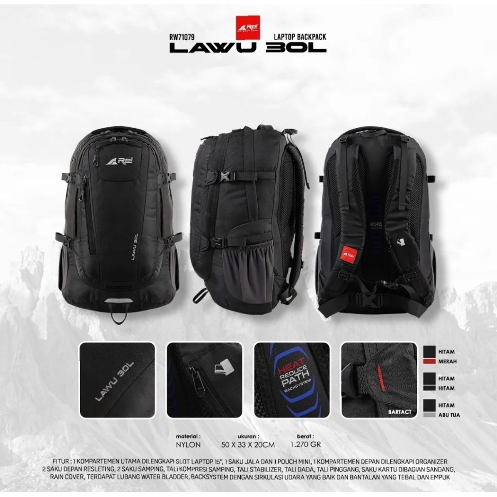 TAS RANSEL LAPTOP LAWU 30L AREI OUTDOORGEAR | DAYPACK REI LAWU 30L