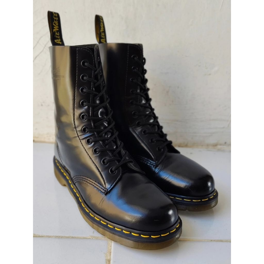 dr martens 1490 black smooth 10 hole size 42 original docmart
