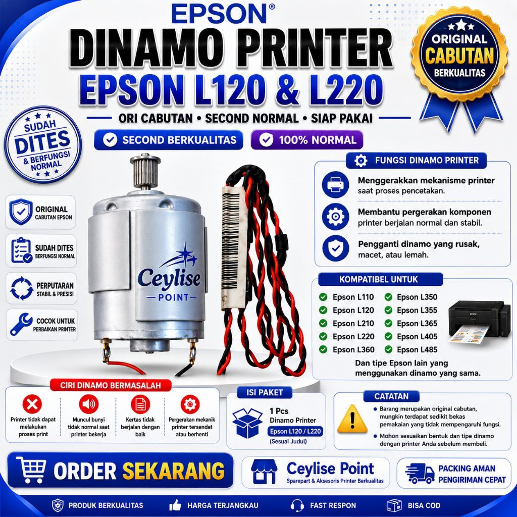 Dinamo Printer Epson L120 L220 ( ATAS BAWAH ) Ori Cabutan Second Normal Motor Penggerak Printer Epso