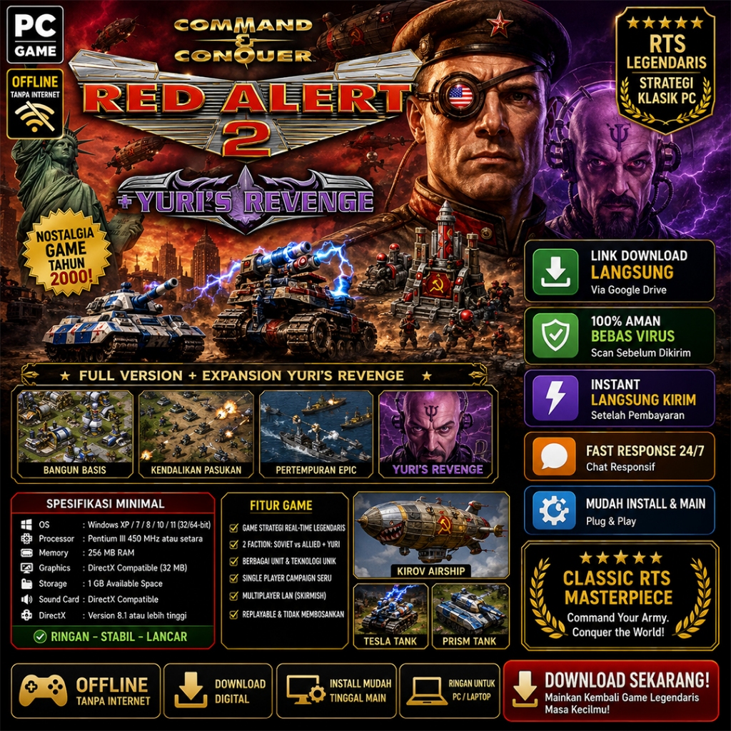 Command & Conquer Red Alert 2 and Yuris Revenge Game PC Full Version
