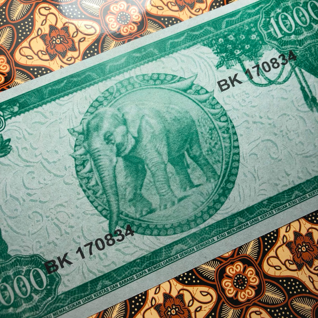 Koleksi Uang Kertas Lama Sukarno Rp. 1000 Tahun 1960 Gajah