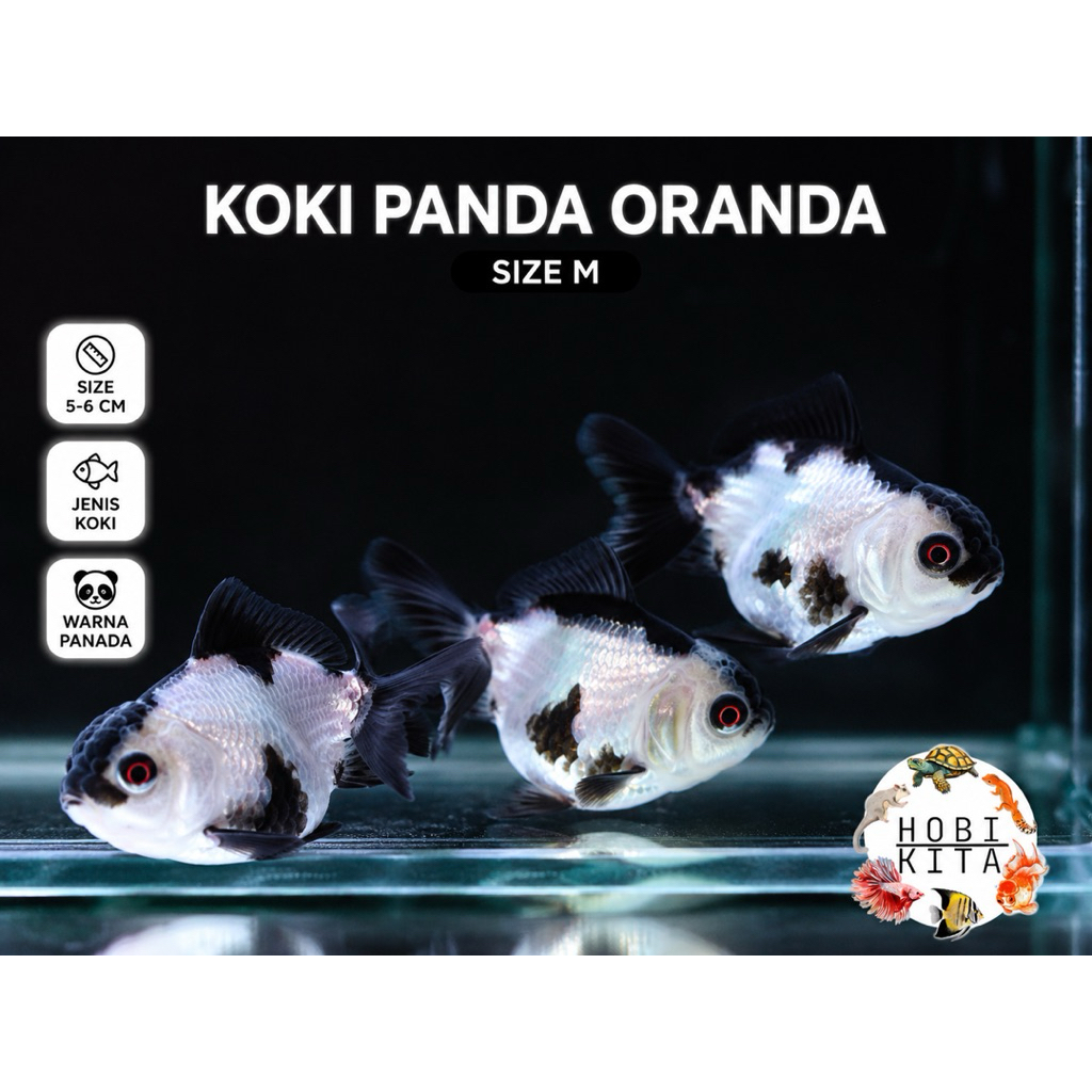 Ikan koki panda oranda size M termurah hitam putih