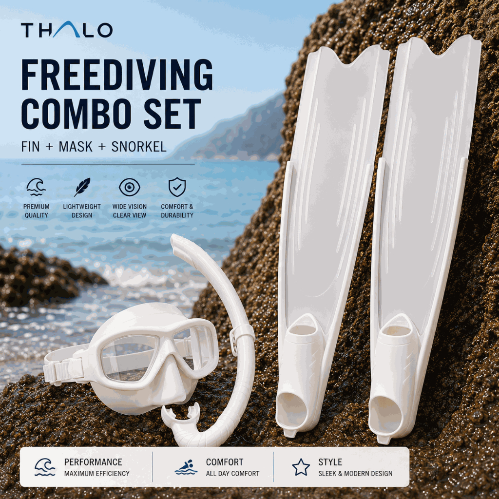 WAVE Freediving Combo Paket Alat Freedive Long Fin Masker Snorkel Spearfishing Snorkeling