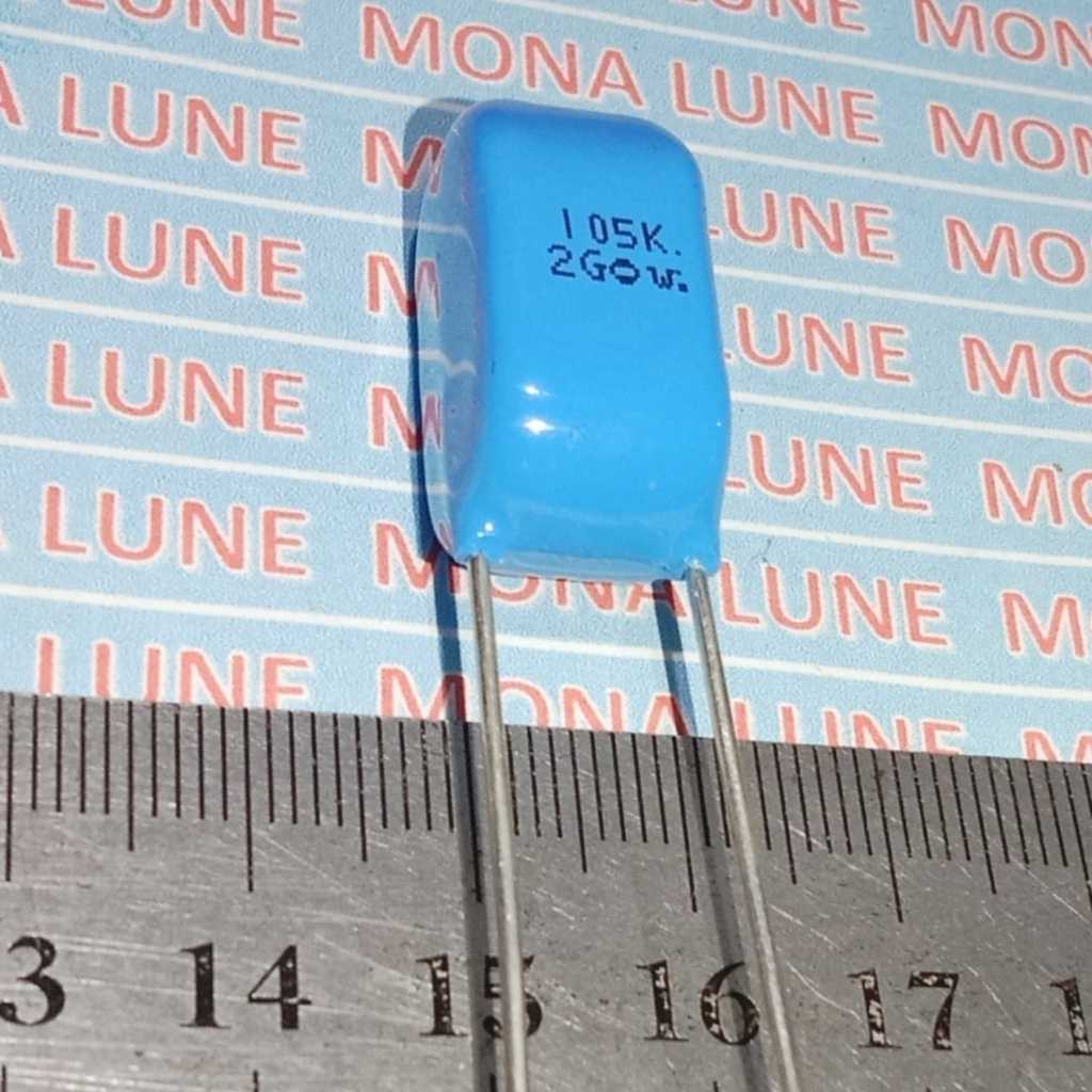 JAPAN 105K 2G 10mm KAKI TEMBAGA 105 1uf 400v milar kapasitor mylar 1000nf warna biru bukan 450v buka