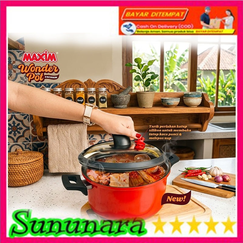 SUNUNARA Maxim Wonderpot 22cm / Panci Ungkep Serbaguna Maxim 4L Original, Anti Lengket, Panci Serbag