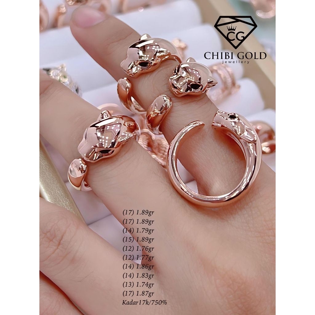 CHIBI GOLD - Cincin macan emas 750 kadar 17K - chibi gold jawellery