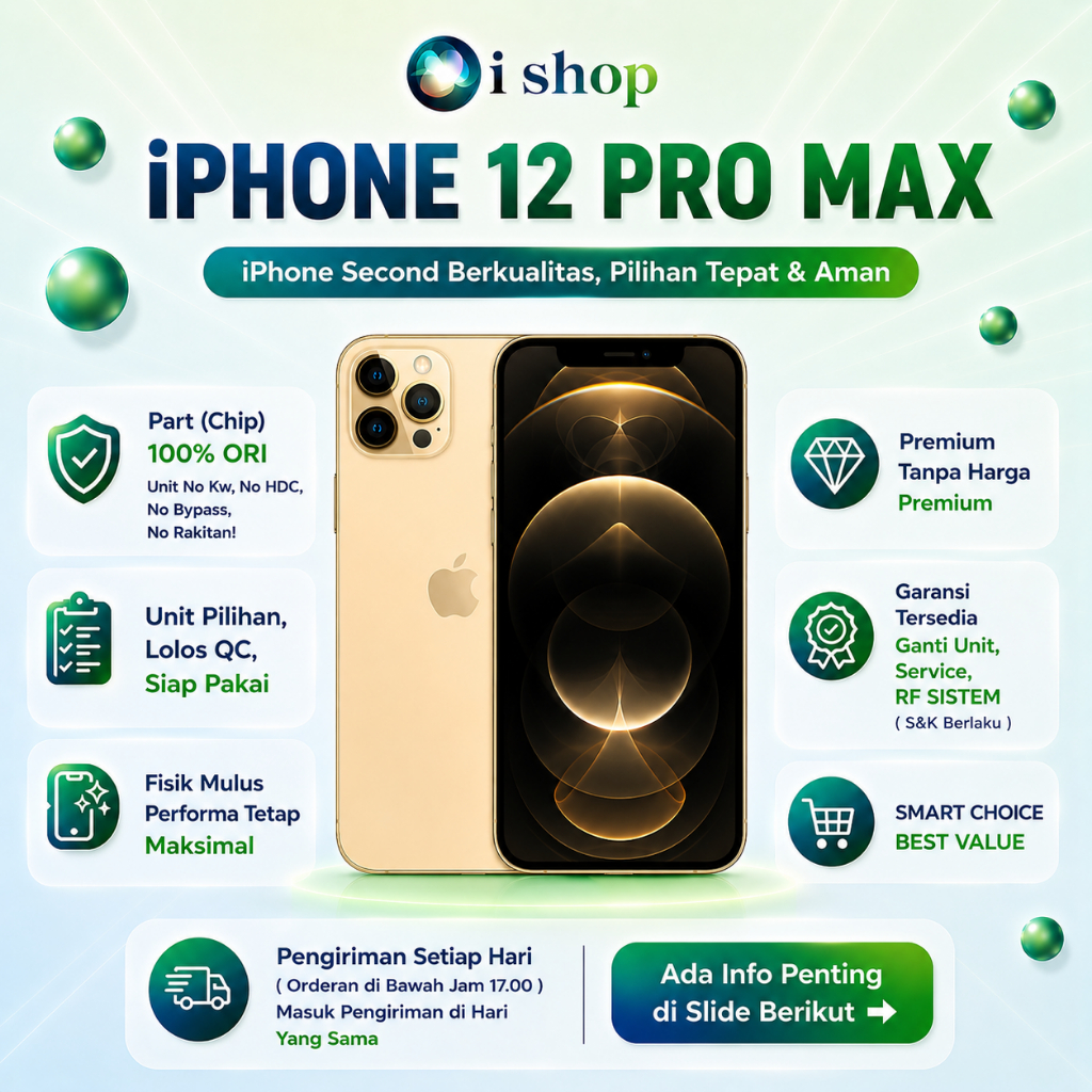 iPhone 12 Pro Max 128GB,256GB,512GB Second Ori Apple Ex Inter Kondisi Fisik Mulus & Normal, ALL SIM 