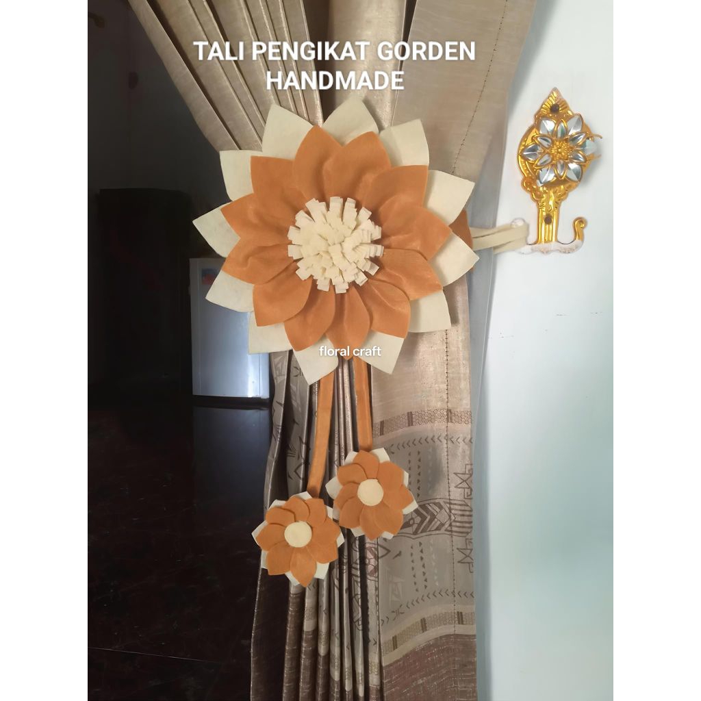 TALI PENGIKAT GORDEN BUNGA FLANEL HANDMADE/TASSEL GORDEN
