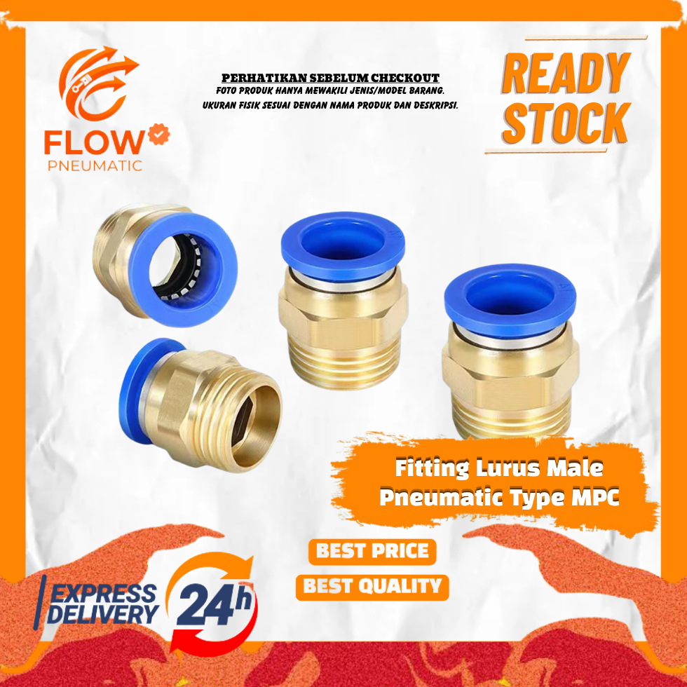 MPC 08 - M8 FITTING LURUS MALE PNEUMATIC SLIP LOCK SELANG 8MM DRAT M8