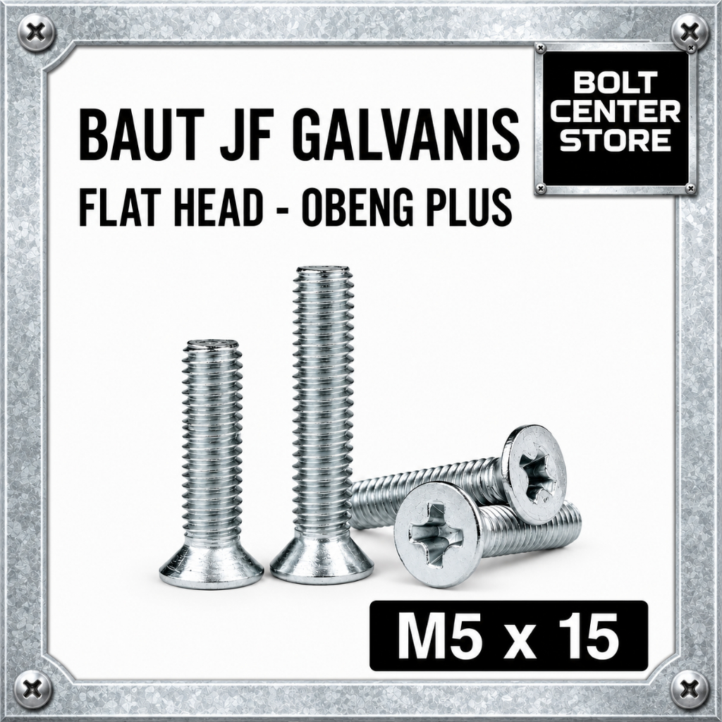 M5x15 Baut JF Flat Head Baut JF M5 x 15 Obeng Plus