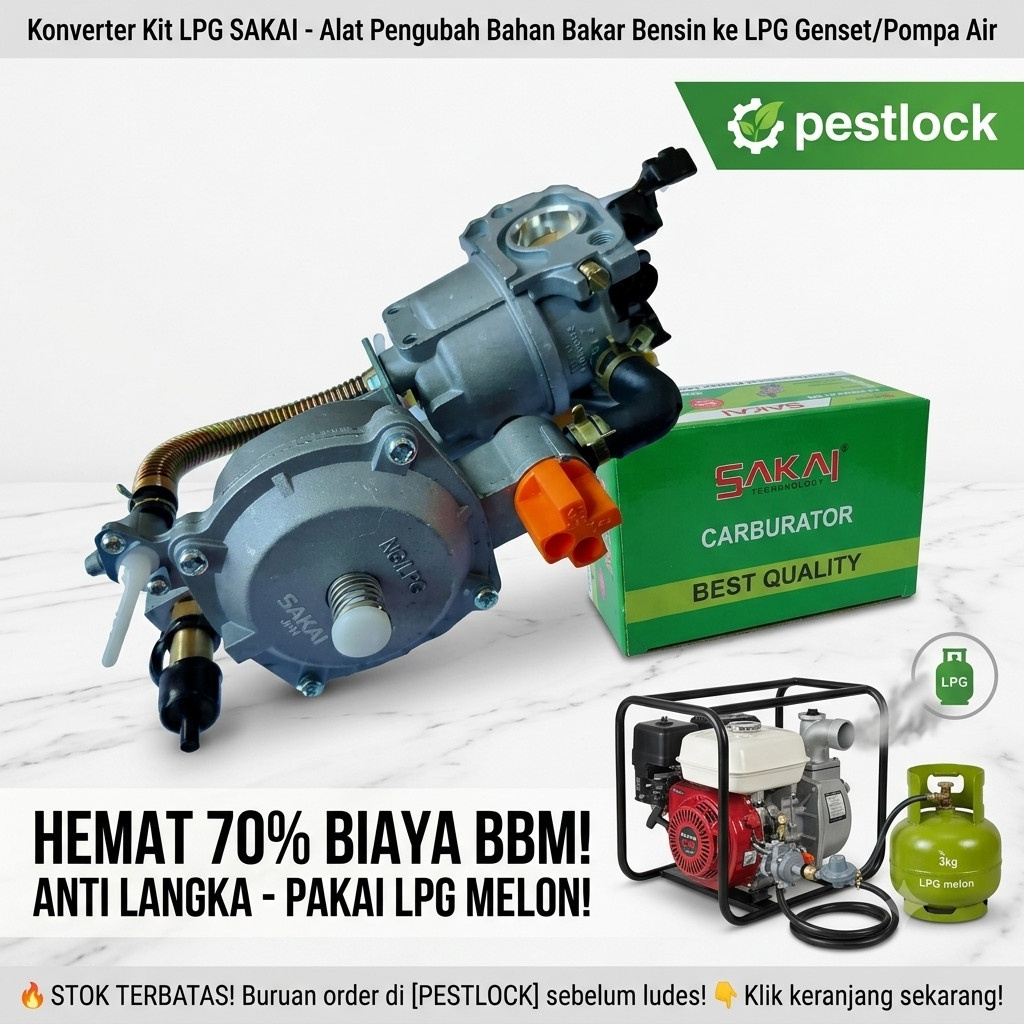 [sakai] KARBULATOR LPG GX160 200 SAKAI/ KONVERTER KIT GENSET AIR HYBRID BENSIN KE LPG MURAH