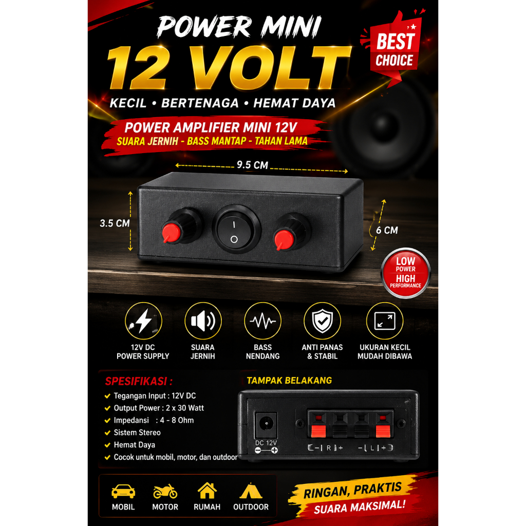 power amplifier dc 12 volt