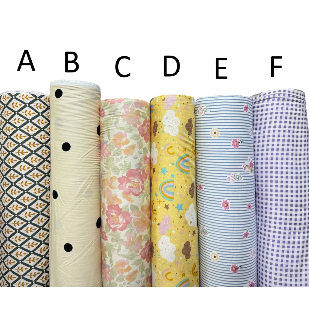 Bahan kain katun rayon viscose premium motif bunga motif polkadot krem motif pelangi motif kotak ung