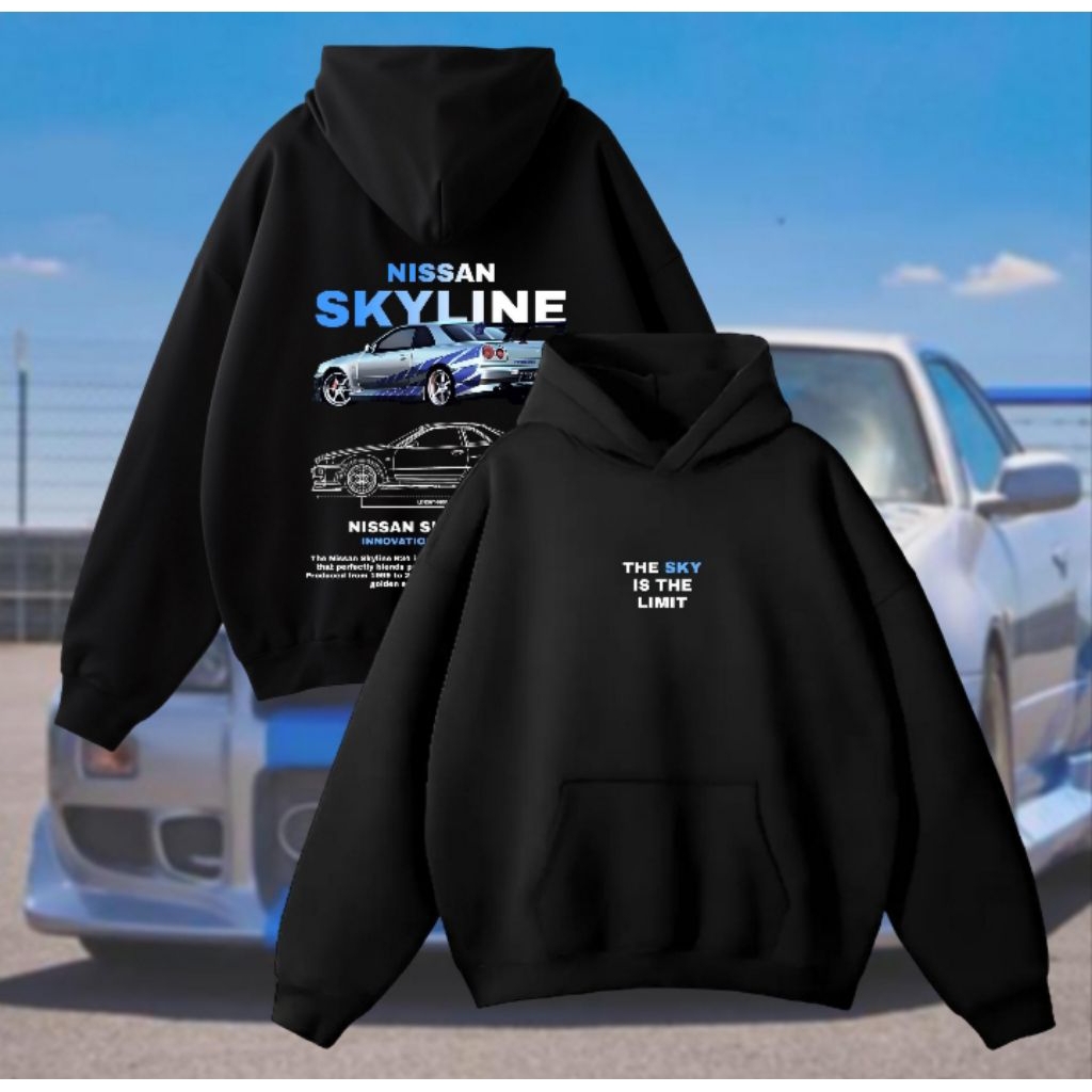 Hoodie Skyline R34 Oversize Premium Unisex |  Hoodie Streetwear Graphic JDM Fleece Tebal