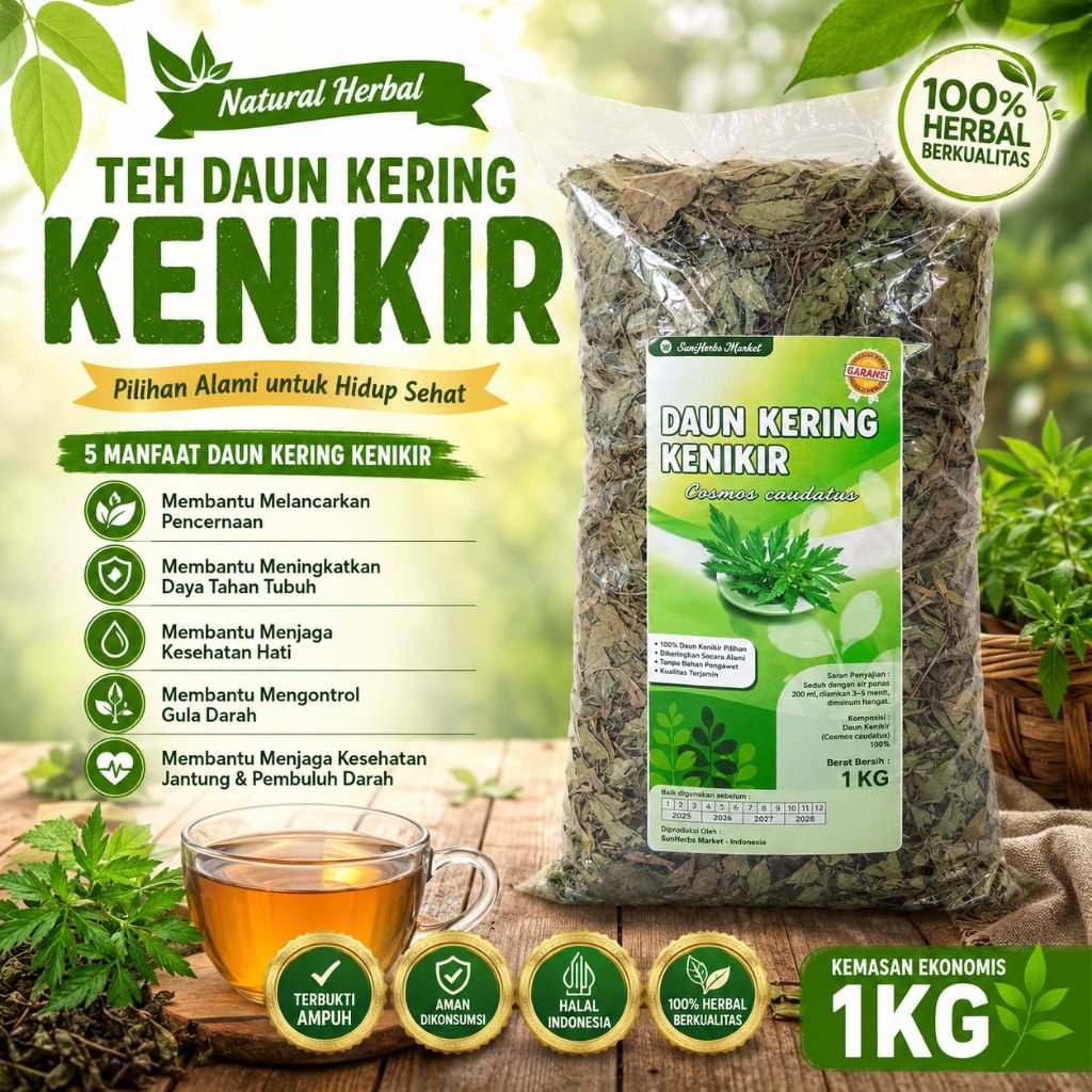 Teh Daun Kenikir Kering Herbal Aman Halal 1Kg