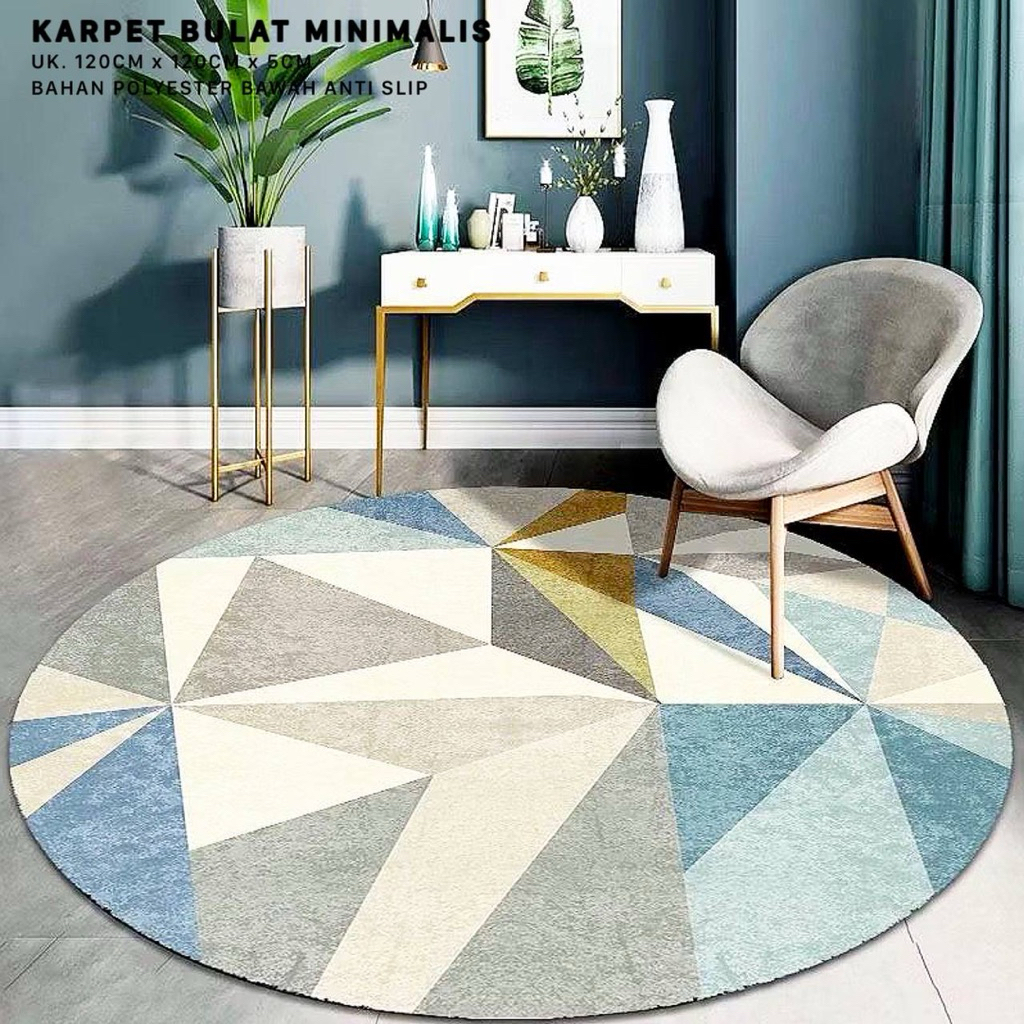 KARPET LANTAI BENTUK BULAT MOTIF / KARPET BULAT MINIMALIS