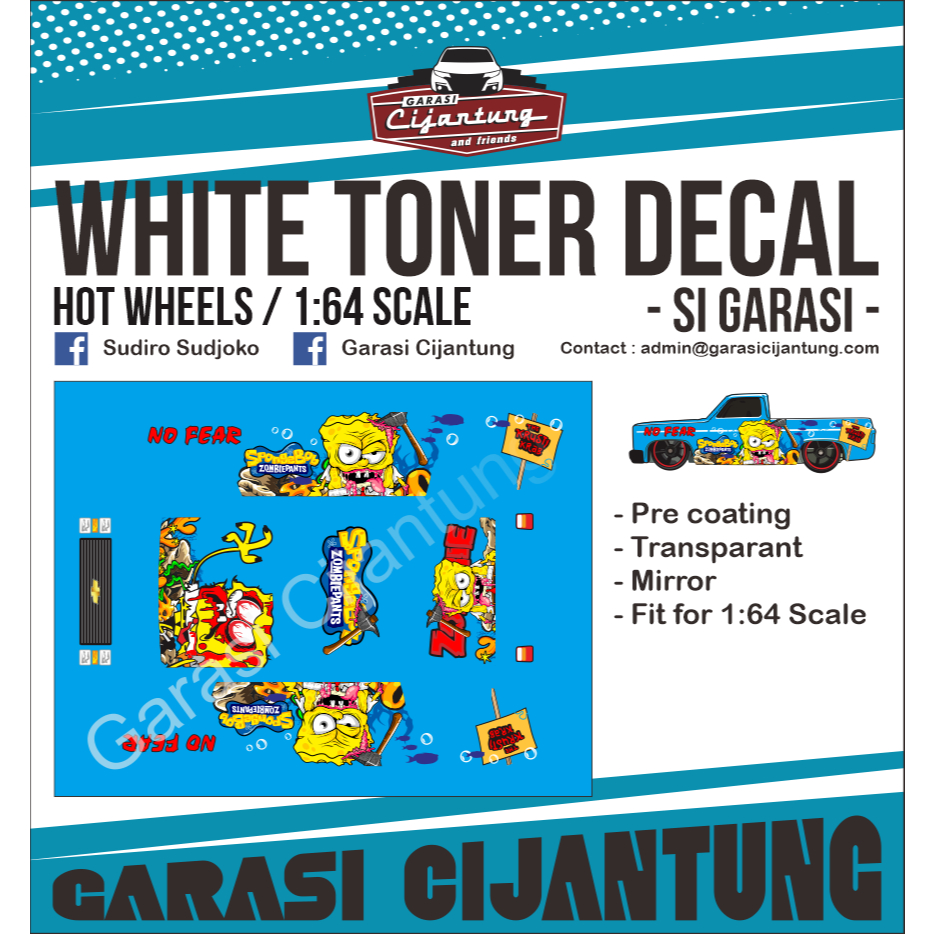 [White Toner] decal Hot Wheels 83 Silverado tema Spongebob Zombie