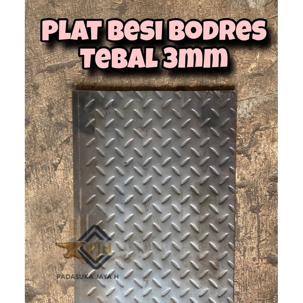 Plat bodres plat besi bodres , tebal 3mm. ukuran tersedia mulai 10x10cm