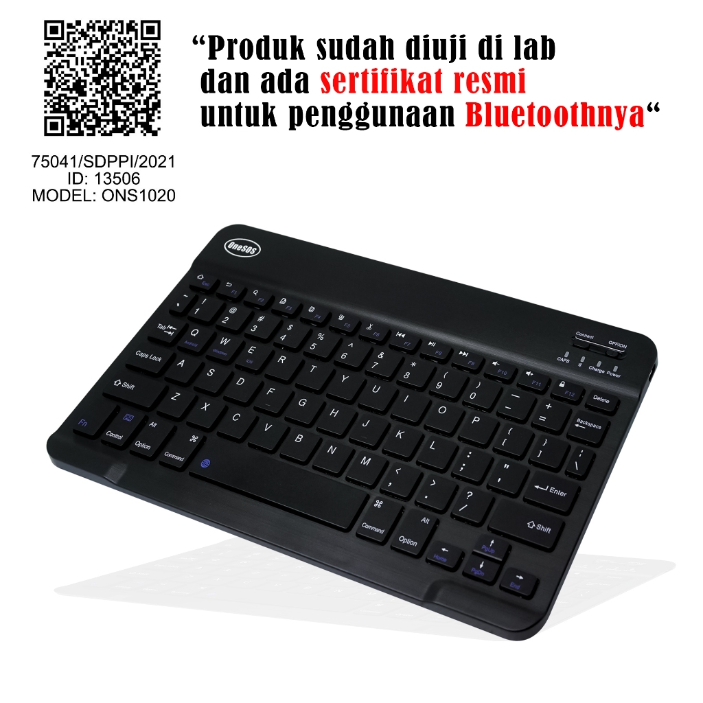 OneSOS Keyboard Nirkabel Bluetooth Ringan dan Portabel dengan Baterai Tahan Lama untuk Tablet  dan P