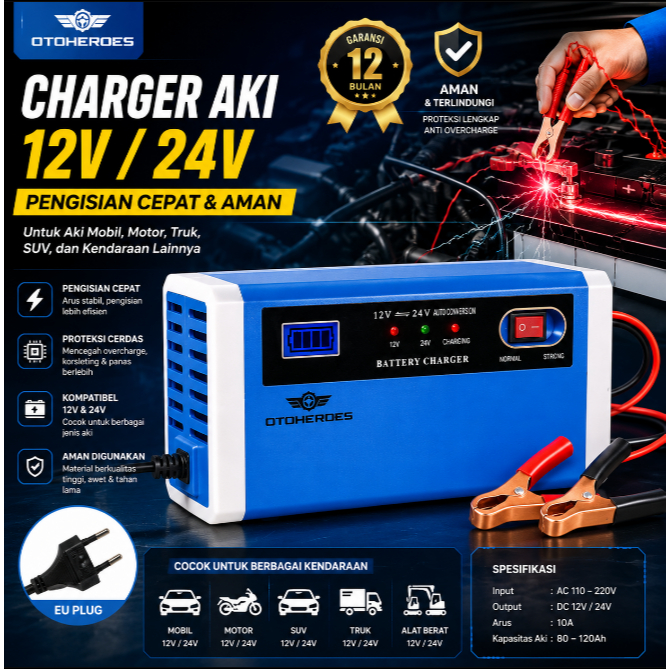 OTOHEROES Charger Aki Mobil Motor Battery Charger 12/24V 10A - UD21